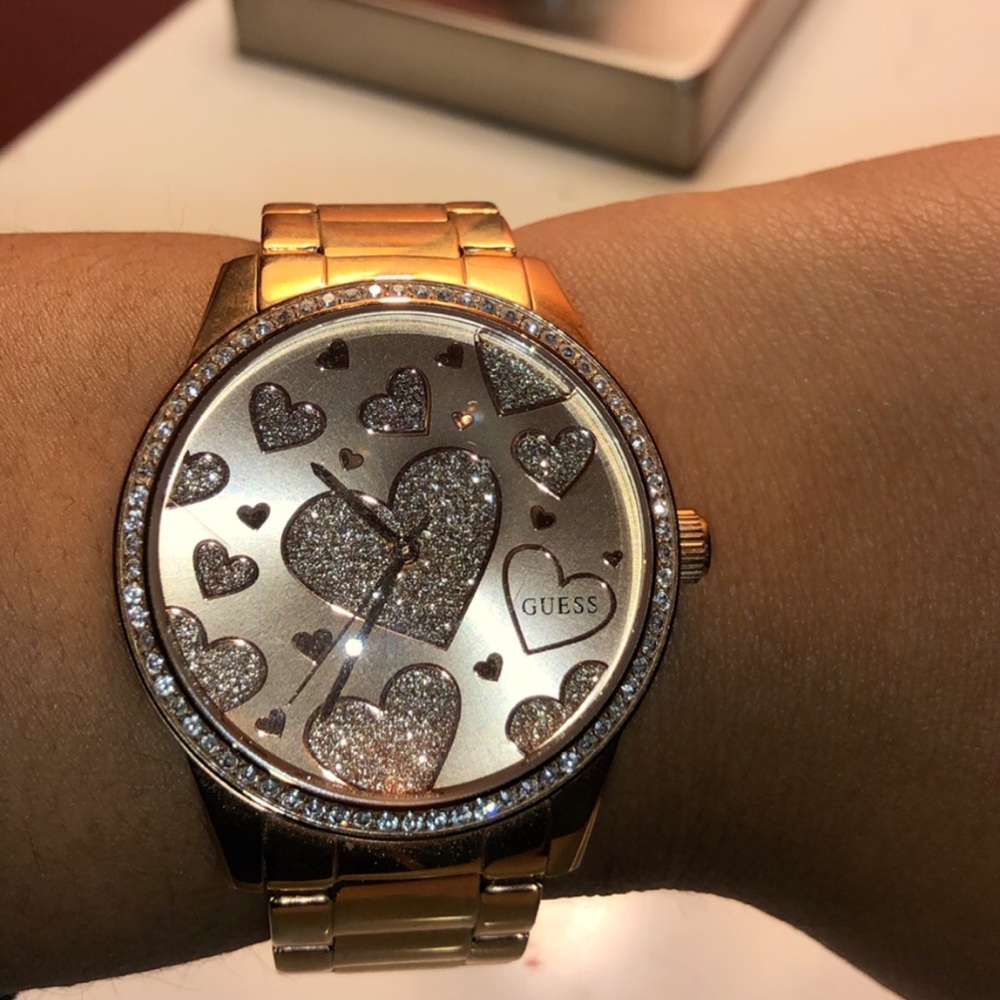 Guess Women’s Heart Rose Gold-Tone Watch